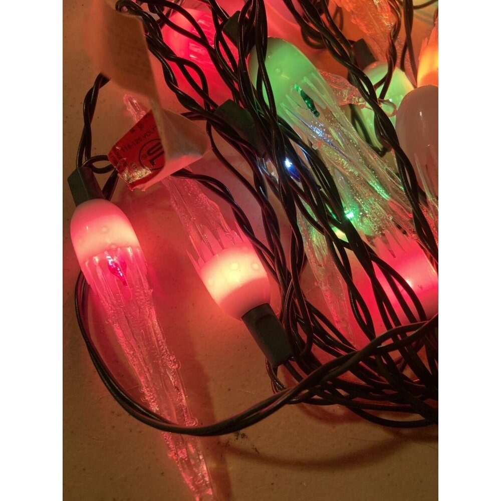 Midget Icicle Lights 20 Multicolor  Indoor Outdoor String Christmas Lights - Picture 4 of 8